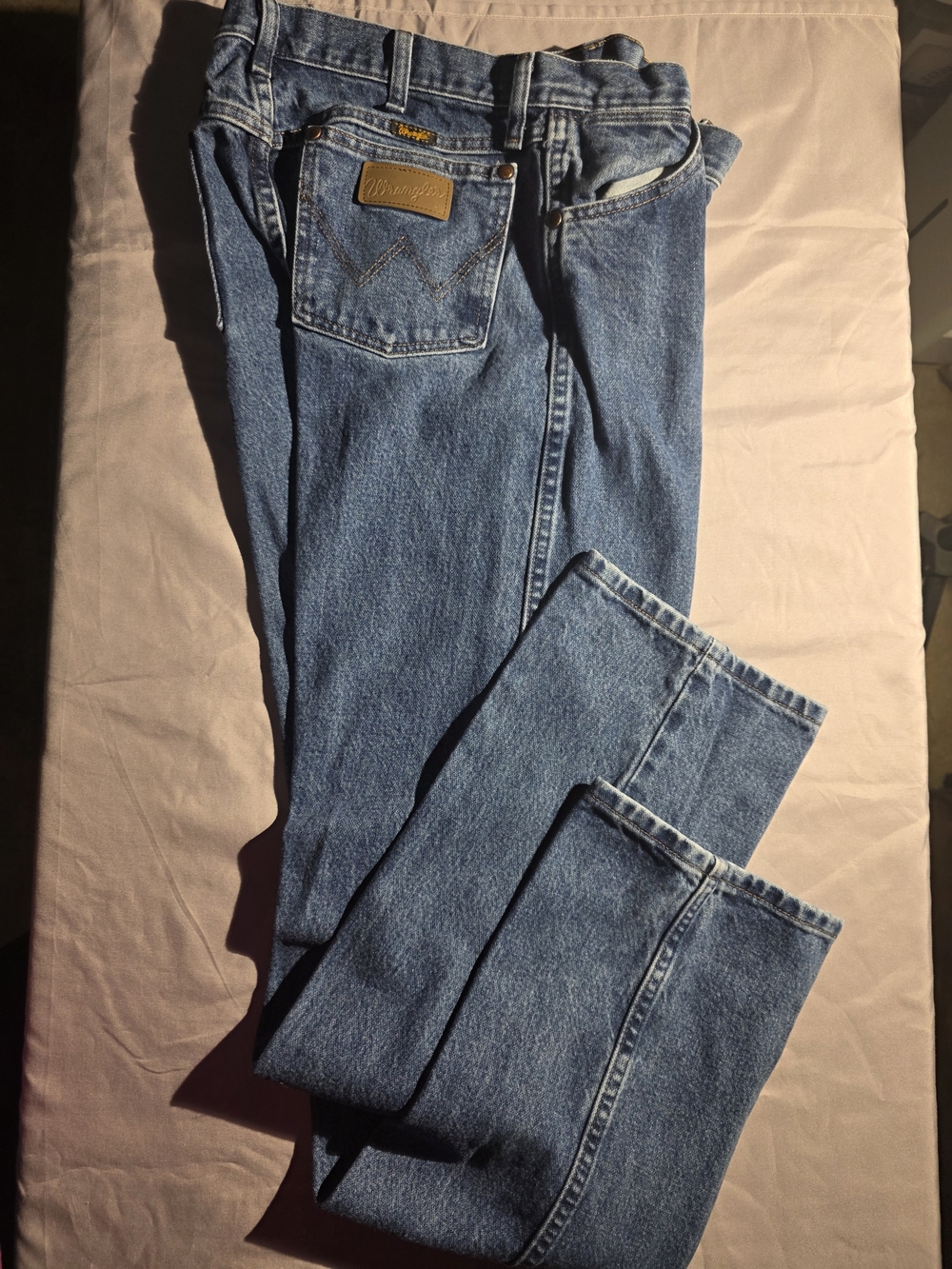 Wrangler Men’s Straight Jeans - Medium Blue Denim